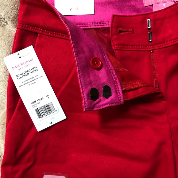 Isaac Mizrahi New York Scalloped Hem Tailored Short 5” inseam. Size 4. Lipstick. - Picture 5 of 8